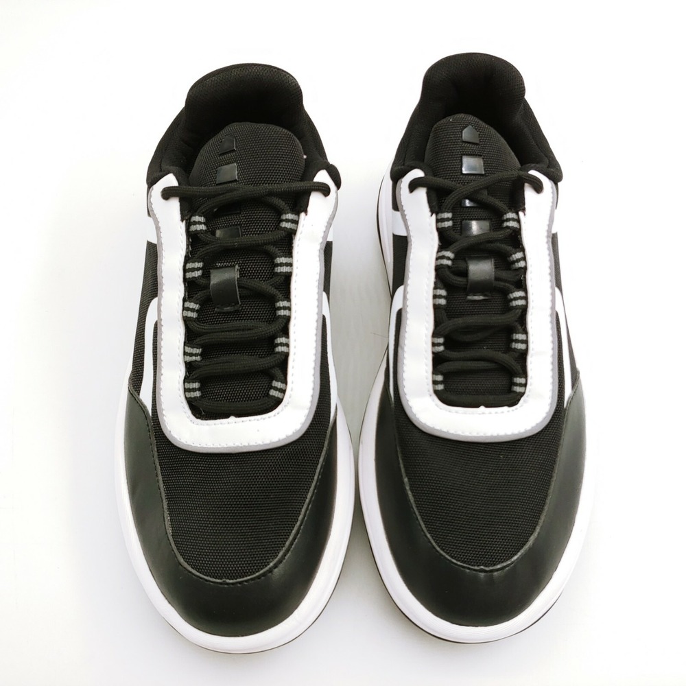 Lands' End Shoes Womens Action Runner Canvas Sneaker Lace Up Black White 7.5
